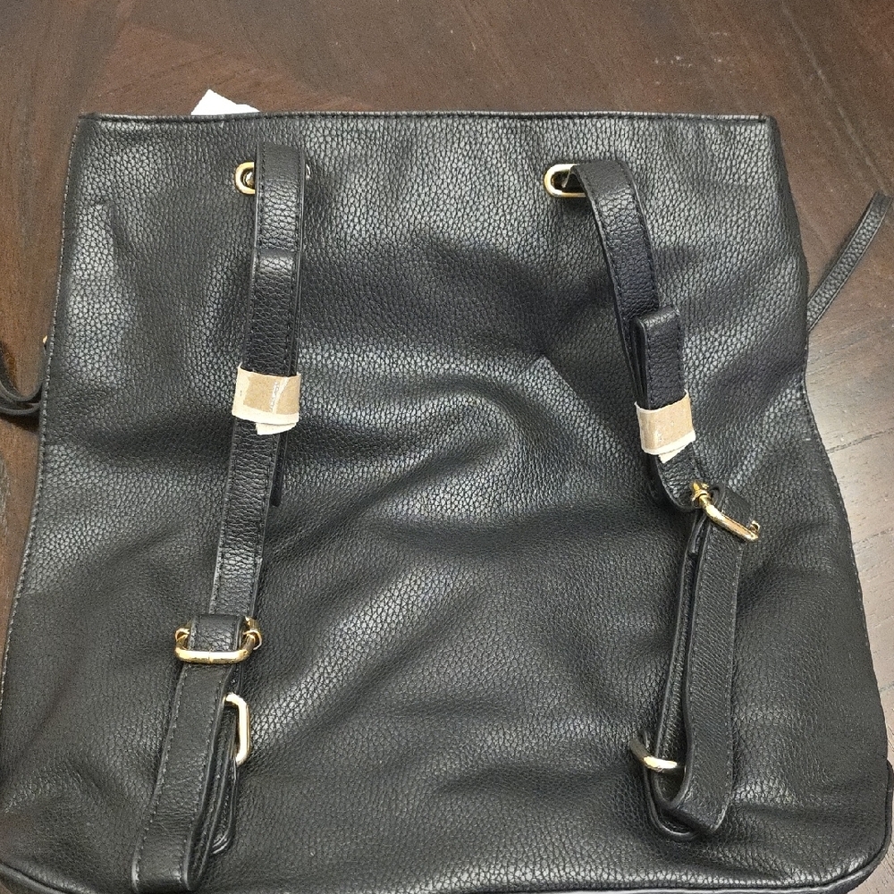 NEW! Elegant Black Vegan Leather Tote Bag - Picture 2 of 3